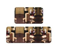 Set di 2 tappetini da cucina antiscivolo in sughero color vino, per casa, ufficio, lavanderia