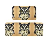 Set di 2 tappetini da cucina con simpatico gufo natalizio, tappetini da cucina imbottiti per pavimento, tappetino da cucina comodo