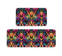 Set di 2 tappetini da cucina con stampa a colori fiamma, antiscivolo, adatti per cucina, lavanderia e ingresso