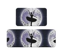 Set di 2 tappetini da cucina con stampa ballerina e motivi vivaci per pavimenti eleganti e funzionali