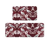 Set di 2 tappetini da cucina con stampa botanica con erbe floreali e motivi vivaci per pavimenti eleganti e funzionali