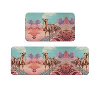 Set di 2 tappetini da cucina con stampa cammello campane in coda, antiscivolo, adatti per cucina, lavanderia e ingresso