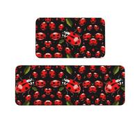 Set di 2 tappetini da cucina con stampa coccinella, design vivace per pavimenti eleganti e funzionali