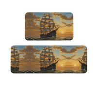 Set di 2 tappetini da cucina con stampa di nave pirata fantasia, design vivace per pavimenti eleganti e funzionali