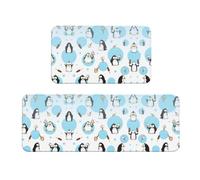Set di 2 tappetini da cucina con stampa di pinguini, antiscivolo, assorbenti, comodi, impermeabili, per casa e ufficio