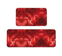 Set di 2 tappetini da cucina con stampa "Red Fire is Flower", antiscivolo, adatti per cucina, lavanderia e ingresso