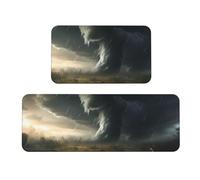 Set di 2 tappetini da cucina con stampa Tornado, antiscivolo, adatti per cucina, lavanderia e ingresso