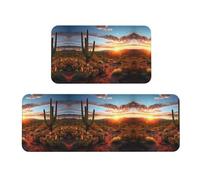 Set di 2 tappetini da cucina con stampa tramonto nel deserto, design vivace per pavimenti eleganti e funzionali