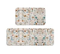 Set di 2 tappetini da cucina in marmo con stampa pastello terrazzo dal design vivace per pavimenti eleganti e funzionali