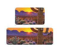 Set di 2 tappetini da cucina lavabili con stampa di tramonti e cactus deserti, per la decorazione della casa, accessori da cucina