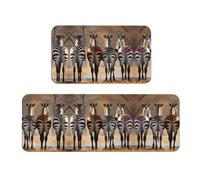 Set di 2 tappetini da cucina per pavimento, antiscivolo, lavabili in lavatrice, divertenti sul retro delle zebre, per lavello, lavanderia, cucina