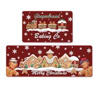 Set di 2 tappetini e tappeti natalizi a forma di pan di zenzero, decorazioni natalizie, per la casa e la cucina in fattoria