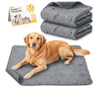 Set di 2 Tappetini Lavabili per Cuccioli, Riutilizzabili, 90 x 120 cm | Traversine per Pipì di Cani, Addestramento e Parto, Super Assorbenti, Impermeabili, Antiscivolo, con Motivo a Zampe e Ossa