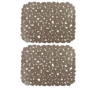 Set di 2 tappetini per lavello da cucina, antiscivolo, in PVC, 30 x 40 cm, effetto ciottoli, protezione dai graffi, colore grigio