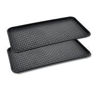 Set di 2 Tappetini per Scarpe Gocciolatoio, 60 x 40 x 3 cm, per Scolapiatti, Grande per Neve e Pioggia, Autunno-Inverno (Nero)