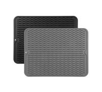 Set di 2 tappetini scolapiatti lavabili in silicone per stoviglie, antiscivolo, impermeabili, anti-scottature, tappetino per lavello da cucina (C, 40 x 50 x 0,8 cm)