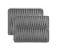 Set di 2 tappetini scolapiatti lavabili in silicone, per stoviglie, antiscivolo, impermeabili, anti-scottature, per cucina (B, 40 x 50 x 0,8 cm)