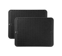 Set di 2 tappetini scolapiatti lavabili in silicone per stoviglie, antiscivolo, impermeabili, anti-scottature, tappetino per lavello da cucina (A, 40 x 50 x 0,8 cm)