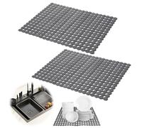 Set di 2 Tappetino Lavandino Cucina, 40 x 30 cm Tappetino Lavello,Tappetino Lavello Cucina PVC,Contro I Graffi Nel Lavello,Proteggi Lavandino Cucina per Posate, Cristalleria, Verdure,Nero Trasparente