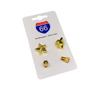 Set di 2 tappi per valvole a forma di stella in oro con 2 adattatori per bicicletta