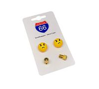 Set di 2 tappi per valvole Smiley con 2 adattatori per bicicletta