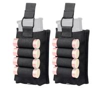 Set di 2 Tasche Tattiche Universali MOLLE per Caricatori, Accessorio Militare a Tasca Singola con Porta-cartucce Elastico per 4 Cartucce da Fucile Calibro 12(Black)