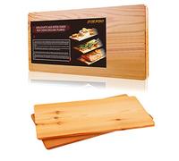 Set di 2 tavole in legno di cedro per barbecue, in legno di cedro, realizzate al 100% naturale