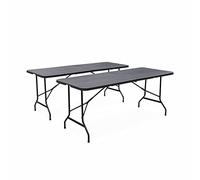 Set di 2 tavoli da ricevimento Pieghevoli in plastica, Fiesta x2, Grigio Scuro, 180x69.5x73.5 cm