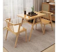 Set di 2 Tavoli e Sedie da Bistrot, Set di Tavoli e Sedie Impilabili in Legno for Taverna, Balcone, Sala da Pranzo, Interni, Giardino