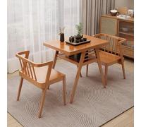 Set di 2 Tavoli e Sedie da Bistrot, Set di Tavoli e Sedie Impilabili in Legno for Taverna, Balcone, Sala da Pranzo, Interni, Giardino