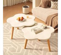 Set di 2 tavolini da caffè moderni a incastro, irregolari, metà secolo, con tavolino piccolo, facile da montare, elegante per soggiorno, reception, ufficio (60 x 32 + 40 x 64 cm)