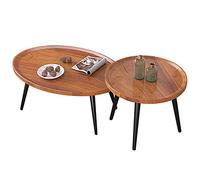 Set di 2 tavolini da caffè Nesting - Moderno piano rotondo in finto marmo con telaio ad arco dorato, base in acciaio allargata per soggiorno, ufficio, balcone