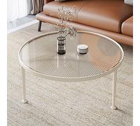 Set di 2 tavolini da caffè Nesting - Moderno piano rotondo in finto marmo con telaio ad arco dorato, base in acciaio allargata per soggiorno, ufficio, balcone