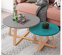 Set di 2 tavolini da caffè Nesting - Moderno piano rotondo in finto marmo con telaio ad arco dorato, base in acciaio allargata per soggiorno, ufficio, balcone