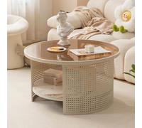 Set di 2 tavolini da caffè Nesting - Moderno piano rotondo in finto marmo con telaio ad arco dorato, base in acciaio allargata per soggiorno, ufficio, balcone