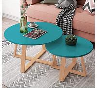 Set di 2 tavolini da caffè Nesting - Moderno piano rotondo in finto marmo con telaio ad arco dorato, base in acciaio allargata per soggiorno, ufficio, balcone