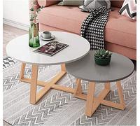 Set di 2 tavolini da caffè Nesting - Moderno piano rotondo in finto marmo con telaio ad arco dorato, base in acciaio allargata per soggiorno, ufficio, balcone