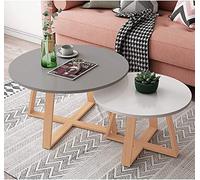 Set di 2 tavolini da caffè Nesting - Moderno piano rotondo in finto marmo con telaio ad arco dorato, base in acciaio allargata per soggiorno, ufficio, balcone
