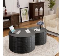 Set di 2 tavolini da caffè rotondi impilabili, tavolino da caffè circolare moderno di metà secolo con piedini antiscivolo, per soggiorno, camera da letto, ufficio, piccoli spazi,G