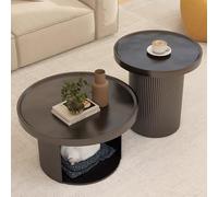 Set di 2 tavolini da caffè su due livelli, design moderno nero con angoli arrotondati di sicurezza e spazio vuoto, facile da pulire e installare, 78,7 cm, perfetto per il soggiorno