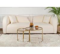 Dmora - Set di 2 tavolini da salotto Abbadesse, Tavolo basso da caffè, Portariviste per divano, Ripiano da soggiorno, 60x60 h43 cm, Oro e Bronzo