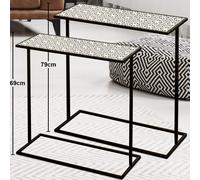 Set di 2 tavolini da salotto Beistell Black White Pattern Ornament Boltze 1007480