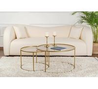 Dmora - Set di 2 tavolini da salotto Ragalna, Tavolo basso da caffè, Portariviste per divano, Ripiano da soggiorno, 80x80 h43 cm, Oro e Bronzo