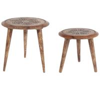 Set di 2 tavolini decorativi Rotondo in legno di mango scuro Turua