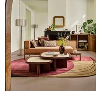 Set di 2 tavolini impilabili, effetto travertino, rovere e impiallacciato, APOLLINE Beige TU