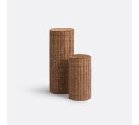 Set di 2 tavolini per divano in rattan smerlato, Farito Beige TU