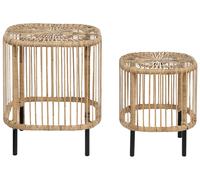 Set di 2 tavolini rattan naturale e nero 67 x 67 cm CESENATICO