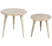 Set di 2 tavolini retro vintage rotondi in legno di mango Light Uday