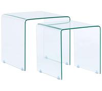 Set di 2 Tavolini Rettangolari a Nido in Vetro Trasparente Minimalista