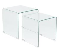 Beliani Set di 2 Tavolini Rettangolari a Nido in Vetro Trasparente Minimalista